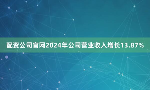 配资公司官网2024年公司营业收入增长13.87%